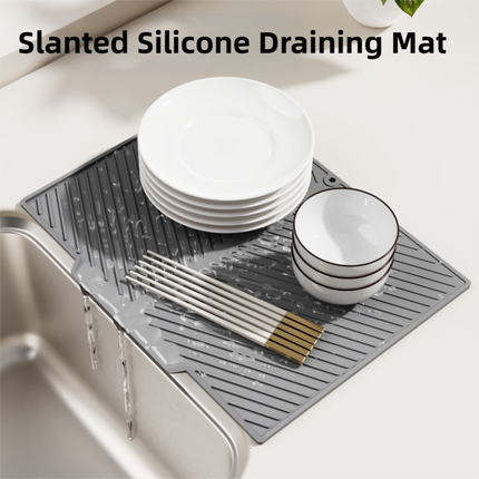 2PC Grey Multi-Use Drain Mat (43x33 cm) – Non-Slip Heat Protection for Dish Drying & Prep.