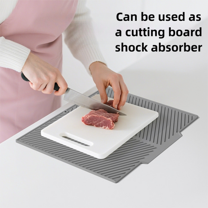 2PC Grey Multi-Use Drain Mat (43x33 cm) – Non-Slip Heat Protection for Dish Drying & Prep.