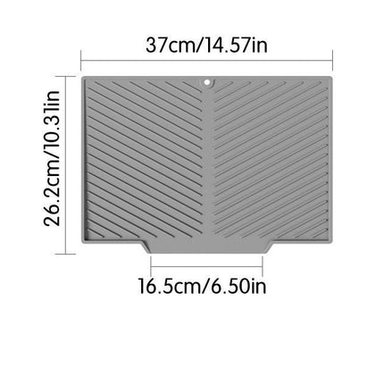 2PC Black Multi-Use Drain Mat (37x27 cm) – Non-Slip Heat Protection for Dish Drying & Prep.