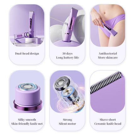 Pink Lectric Bikini Trimmer for Women, 1 Set Rechargeable 2 in 1 Body & FacialHair Removal.