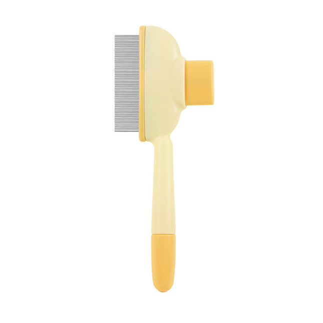 4-Pack Self-Cleaning Pet Brush Set – Stainless Steel Deshedding Slicker Combs (2 Long Pin & 2 Dual Pin) in Green & Yellow Tones.