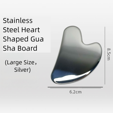 Stainless Steel Heart Gua Sha Facial Tools - Large Size (8.5x6.2cm) for Face and Body, Massager for Reducing Puffiness.