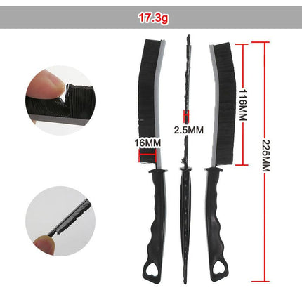 5-Pack Black Hard Bristle Crevice Brush (225 * 16mm) – Multifunctional Gap Cleaner, for Bathroom Household Kitchen Tiles Window Crevice Cleaning.
