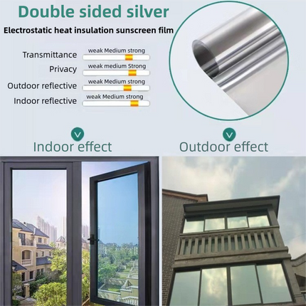 Premium 6-Layer Sliver Window Film for Home/Office – Reflective One-Way Privacy, 50cm x 2m One Roll, UPF 50+ UV Block,With Full Install Tools.