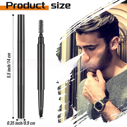 4-Pack Dark Brown Beard Filler Pen for Men - Waterproof, Precision Tip and Brush for Covering Beard and Hairline.