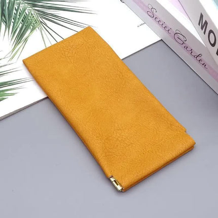 3-Pieces PU Orange Leather Glasses Pouch(18 * 8 CM) – Water Resistant, Soft Lining, Snap Closure, Universal Storage.
