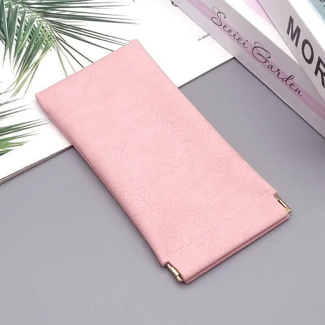 3-Pieces PU Pink Leather Glasses Pouch(18 * 8 CM) – Water Resistant, Soft Lining, Snap Closure, Universal Storage.