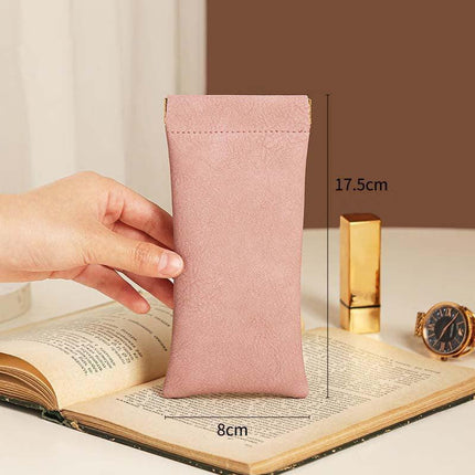 3-Pieces PU Pink Leather Glasses Pouch(18 * 8 CM) – Water Resistant, Soft Lining, Snap Closure, Universal Storage.