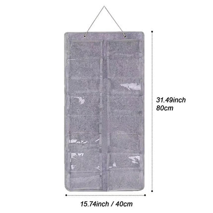 16 Slot Grey Felt Hanging Sunglass Organizer(40 * 80 CM) – Foldable Wall Mount Eyewear Storage Rack.