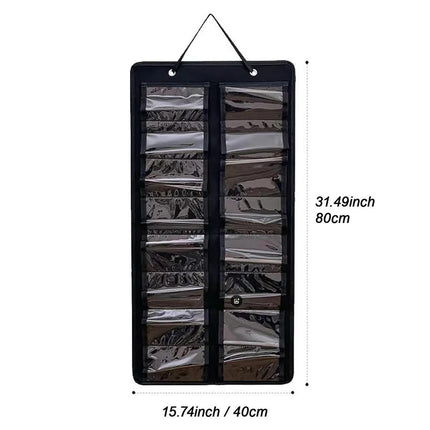 16 Slot Black Felt Hanging Sunglass Organizer(40 * 80 CM) – Foldable Wall Mount Eyewear Storage Rack.