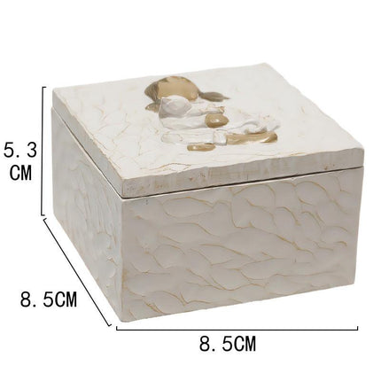 Resin Pet Urn Keepsake Box(8.5*8.5*5.3CM) – Child Hugging Dog Cremation Memorial.