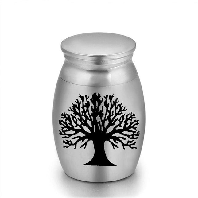 6-Pack 25x16mm Tree of Life Engraved Mini Keepsake Urn – Steel Memorial Holder for Pets.