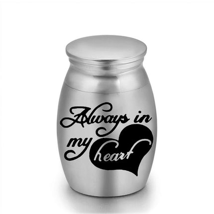 6-Pack 25x16mm "Always in My Heart" Heart Pet Urn – Steel Ashes Keepsake for Cats Dogs.