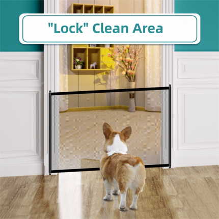 2-Pack Extra Wide Black No-Drill Pet Safety Barrier(180x72cm) With Hooks  - Portable Mesh Dog Gate for Doorways, Stairs and Hallways,  Easy Installation and Wall-Friendly.