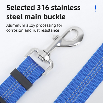 2PC Red Adjustable Dog Car Safety Seat Belt Leash - Anti-Shock Bungee Headrest Restraint with Reflective Stitching & 316 Stainless Steel Clip.