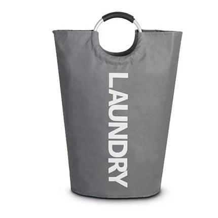 Dark Grey Oxford Fabric Large-capacity Foldable Dirty Clothes Basket (38×72CM) - With Waterproof Coating & Aluminum Carry Handles For Laundry Room Dorm.
