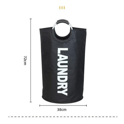 White Oxford Fabric Large-capacity Foldable Dirty Clothes Basket (38×72CM) - With Waterproof Coating & Aluminum Carry Handles For Laundry Room Dorm.