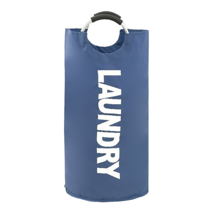 Blue Oxford Fabric Large-capacity Foldable Dirty Clothes Basket (38×72CM) - With Waterproof Coating & Aluminum Carry Handles For Laundry Room Dorm.