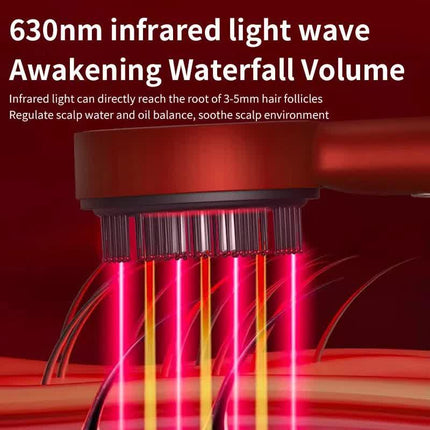 Dark Gray Luxury Red-Light Therapy Electric Scalp Massager Comb with Liquid Applicator - 3 Modes Vibration for Hair Growth & Relaxation.
