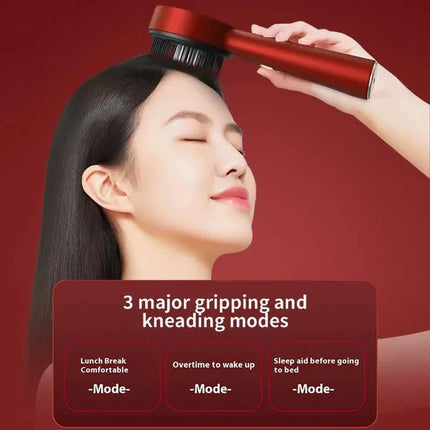 Dark Gray Luxury Red-Light Therapy Electric Scalp Massager Comb with Liquid Applicator - 3 Modes Vibration for Hair Growth & Relaxation.