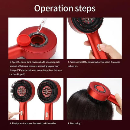 Dark Gray Luxury Red-Light Therapy Electric Scalp Massager Comb with Liquid Applicator - 3 Modes Vibration for Hair Growth & Relaxation.