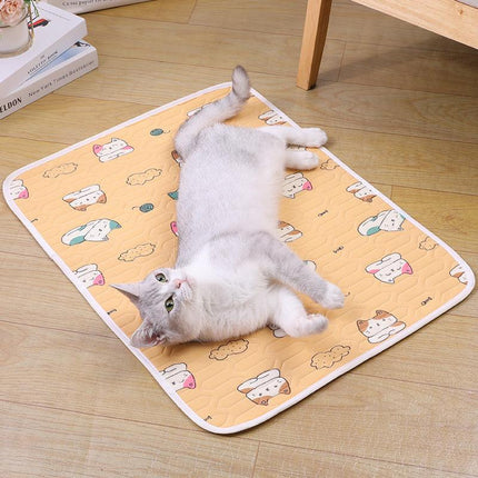2-Pack Orange Cat Pet Summer Cooling Latex Pad (S Size: 40*30cm) - Breathable Ice Silk & Latex-Filled Dog Bed Cat Sleeping Mat with Non-Slip Base.