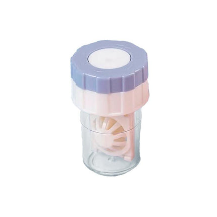 4-PCS Blue Manual Rotation Contact Lens Cleaner Case - Portable Cosmetic Lenses Storage Container & Travel Cleaning Kit.