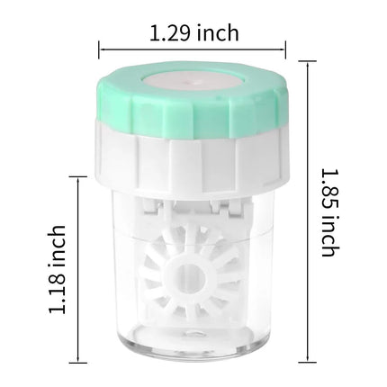 4-PCS Blue Manual Rotation Contact Lens Cleaner Case - Portable Cosmetic Lenses Storage Container & Travel Cleaning Kit.