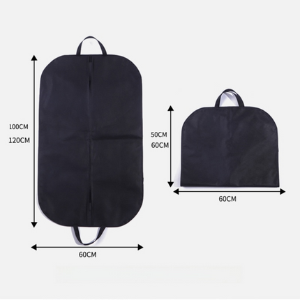 2-Pack Travel Long Dress Garment Carrier Bag Suit Bags(60×100CM) -  Non-Woven Dust Cover, Foldable Hanging Clothes Storage Bag with Reinforced Handle.