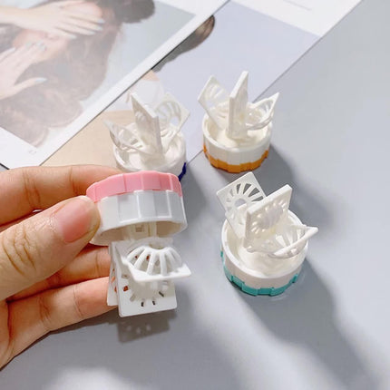 4-PCS Pink Manual Rotation Contact Lens Cleaner Case - Portable Cosmetic Lenses Storage Container & Travel Cleaning Kit.