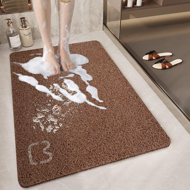 Brown Cat Head Design Loofah Texture Shower Mat (50x80cm) - Non-Slip PVC Bathroom Floor Mat with Drainage, Quick-Dry, Anti-Mould.