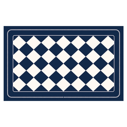 Dark Blue Checkered Design Loofah Texture Shower Mat (40x60cm) - Non-Slip PVC Bathroom Floor Mat, Quick-Draining, Anti-Mould & Massage Pad.