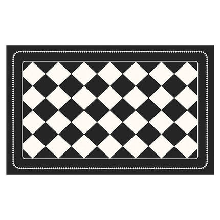 Black Checkered Design Loofah Texture Shower Mat (44x75cm) - Non-Slip PVC Bathroom Floor Mat, Quick-Draining, Anti-Mould & Massage Pad.