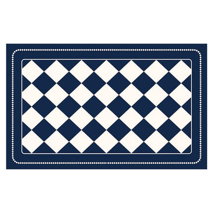 Dark Blue Checkered Design Loofah Texture Shower Mat (44x75cm) - Non-Slip PVC Bathroom Floor Mat, Quick-Draining, Anti-Mould & Massage Pad.