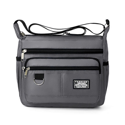 Grey Men's Waterproof Oxford Cloth Crossbody Bag - Durable Anti-Theft Shoulder Backpack for Business, Travel & 10-inch Tablet.