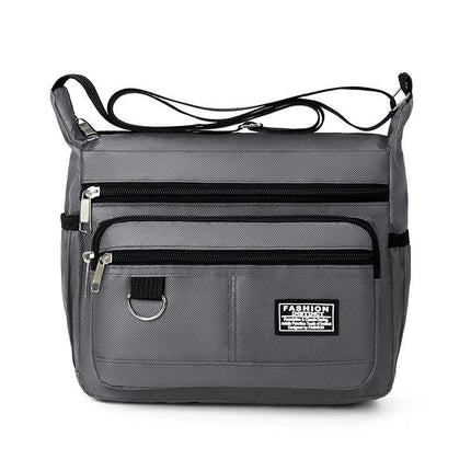 Grey Men's Waterproof Oxford Cloth Crossbody Bag - Durable Anti-Theft Shoulder Backpack for Business, Travel & 10-inch Tablet.