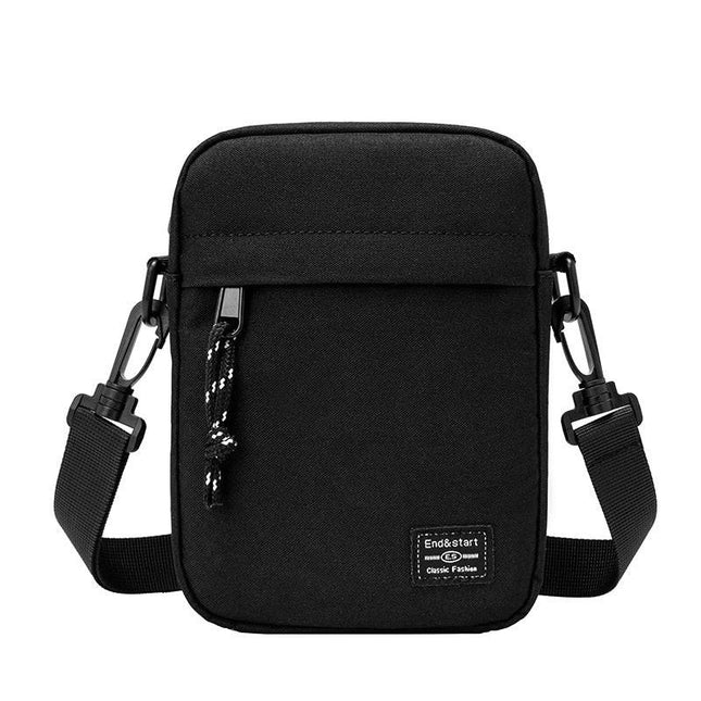 Black Mini Streetwear Oxford Cloth Crossbody Bag - Ultra-Light (200g) Fashion Sling Pack, Fits 8-inch Tablet.