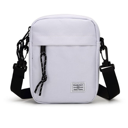 White Mini Streetwear Oxford Cloth Crossbody Bag - Ultra-Light (200g) Fashion Sling Pack, Fits 8-inch Tablet.