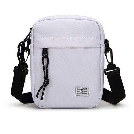 White Mini Streetwear Oxford Cloth Crossbody Bag - Ultra-Light (200g) Fashion Sling Pack, Fits 8-inch Tablet.