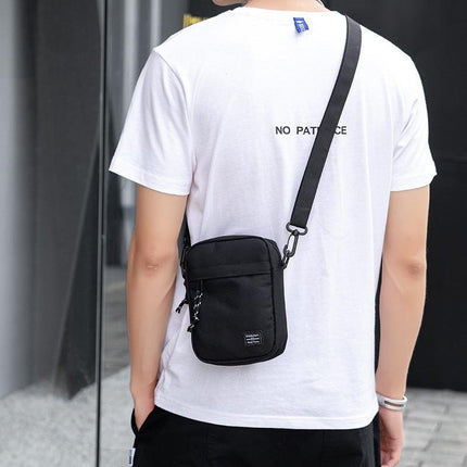 White Mini Streetwear Oxford Cloth Crossbody Bag - Ultra-Light (200g) Fashion Sling Pack, Fits 8-inch Tablet.