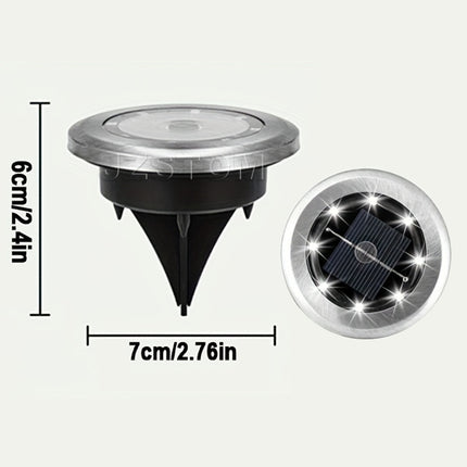 4-Pack Solar LED In-Ground White Light Set (Single 7.1x7.1x6.1cm) - Stainless Steel Waterproof Outdoor Garden Pathway and Landscape Spike Lamp.