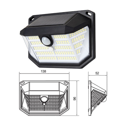 2-Pack Solar Motion Sensor Wall Light(230-Bead LED) -  3 Lighting Modes, IP64 Waterproof, Three-Sided Wide-Angle Lighting for Outdoor Security and Garden Lighting.