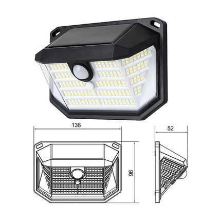 2-Pack Solar Motion Sensor Wall Light(230-Bead LED) -  3 Lighting Modes, IP64 Waterproof, Three-Sided Wide-Angle Lighting for Outdoor Security and Garden Lighting.