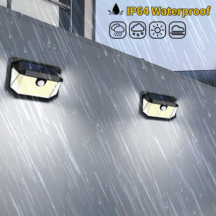 2-Pack Solar Motion Sensor Wall Light(230-Bead LED) -  3 Lighting Modes, IP64 Waterproof, Three-Sided Wide-Angle Lighting for Outdoor Security and Garden Lighting.