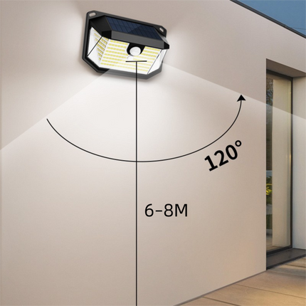 2-Pack Solar Motion Sensor Wall Light(230-Bead LED) -  3 Lighting Modes, IP64 Waterproof, Three-Sided Wide-Angle Lighting for Outdoor Security and Garden Lighting.