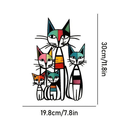 Cute Cartoon Cat Iron Wall Decor(30x19.8CM)- Metal Painted Iron Art Hanging Ornament for Living Room and Bedroom.