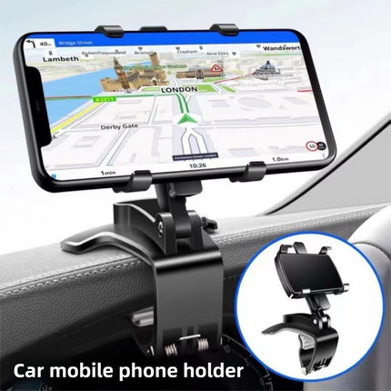 2-Pack Multi-Function 360° ABS Rotating Car Phone Holder - Universal Clip Mount for Dashboard, Rearview Mirror & Sun Visor with Anti-Slip.