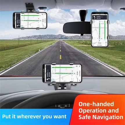 2-Pack Multi-Function 360° ABS Rotating Car Phone Holder - Universal Clip Mount for Dashboard, Rearview Mirror & Sun Visor with Anti-Slip.