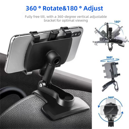 2-Pack Multi-Function 360° ABS Rotating Car Phone Holder - Universal Clip Mount for Dashboard, Rearview Mirror & Sun Visor with Anti-Slip.