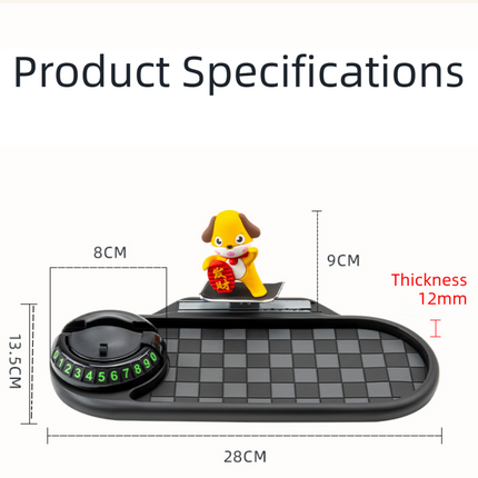 3-in-1 Cute duck Car Dashboard PVC Anti-Slip Mat - 360° Phone Holder & Magnetic Parking Plate, Washable, Non-Marking Grip.